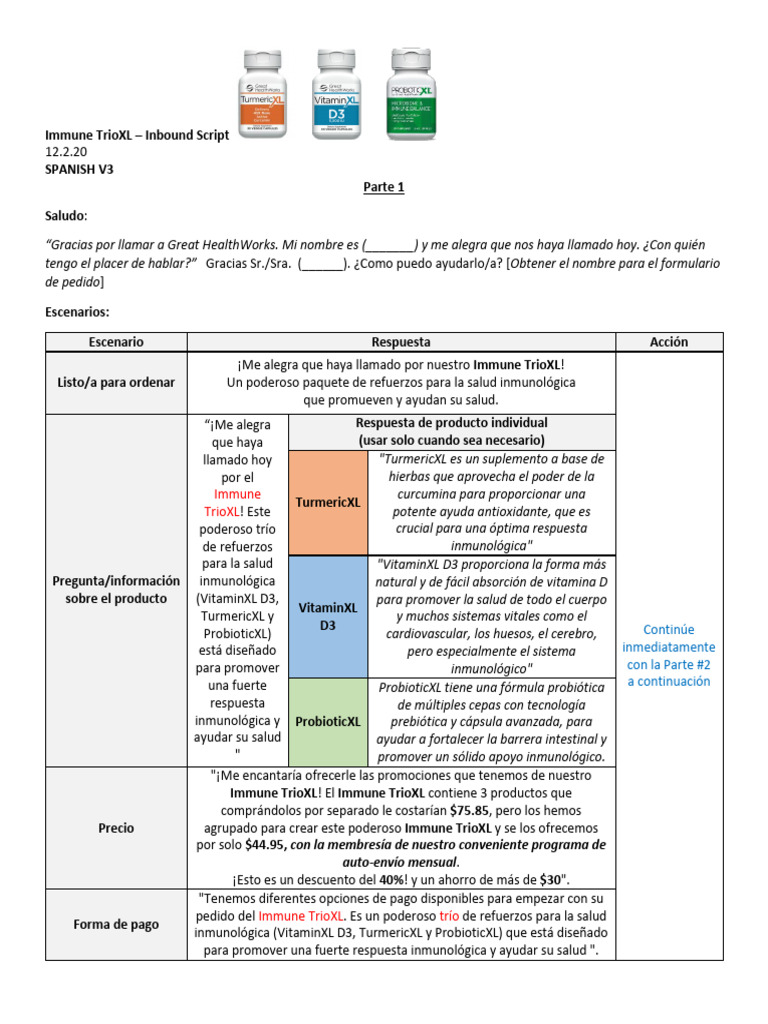 Immune TrioXL Script Spanish REV 06302021 SPA | PDF
