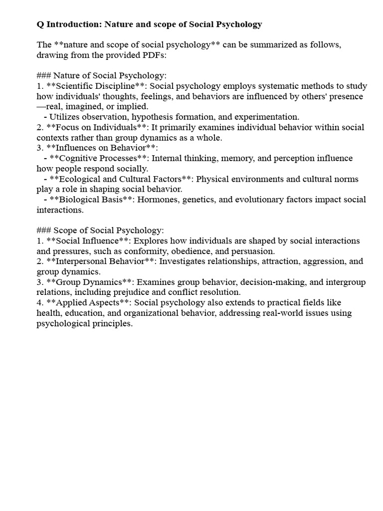Q Introduction: Ature and Scope of Social Psychology | PDF | Nonverbal ...