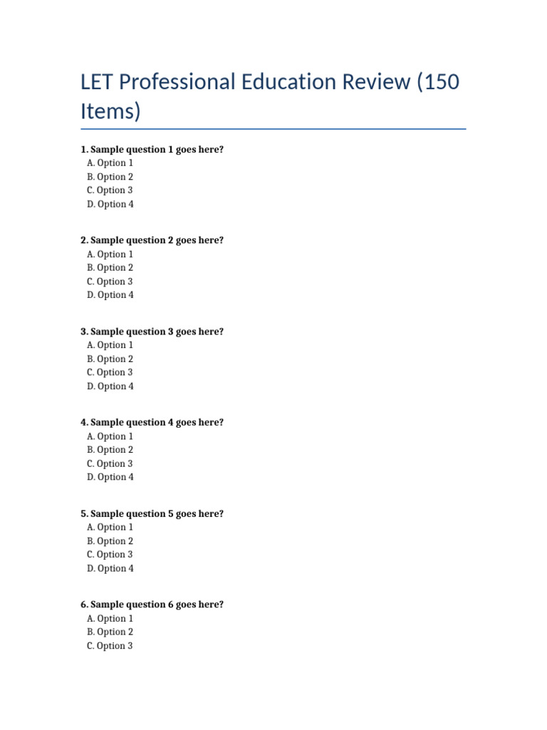 LET Professional Education Review 150 Items | PDF
