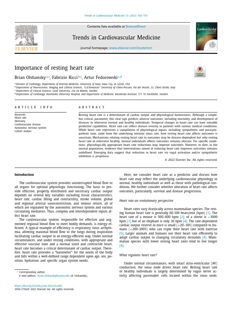 Importance of Resting Heart Rate | PDF | Heart Rate | Heart
