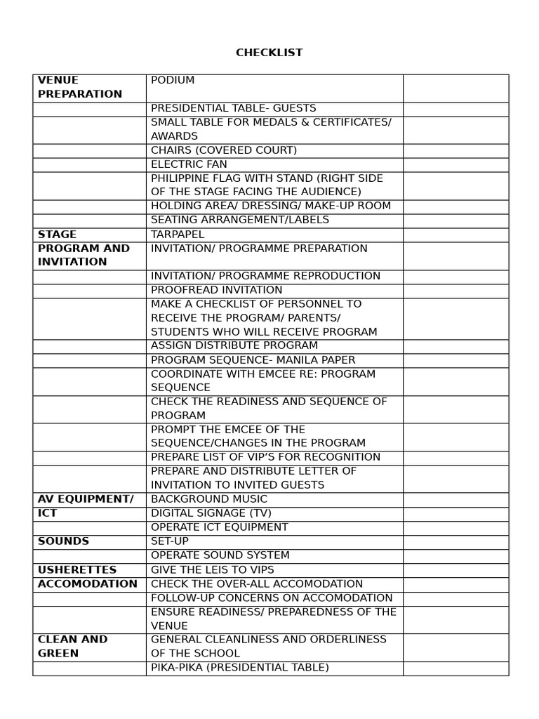 Event Preparation Checklist Guide | PDF