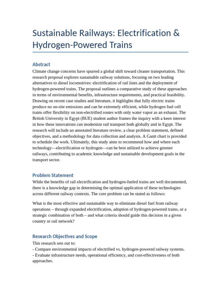Sustainable Railways: Electrification vs. Hydrogen | PDF | Train | Rail ...