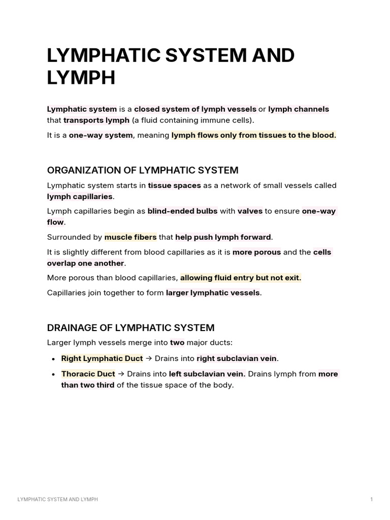 Lymphatic System: Nodes and Circulation | PDF | Lymphatic System ...