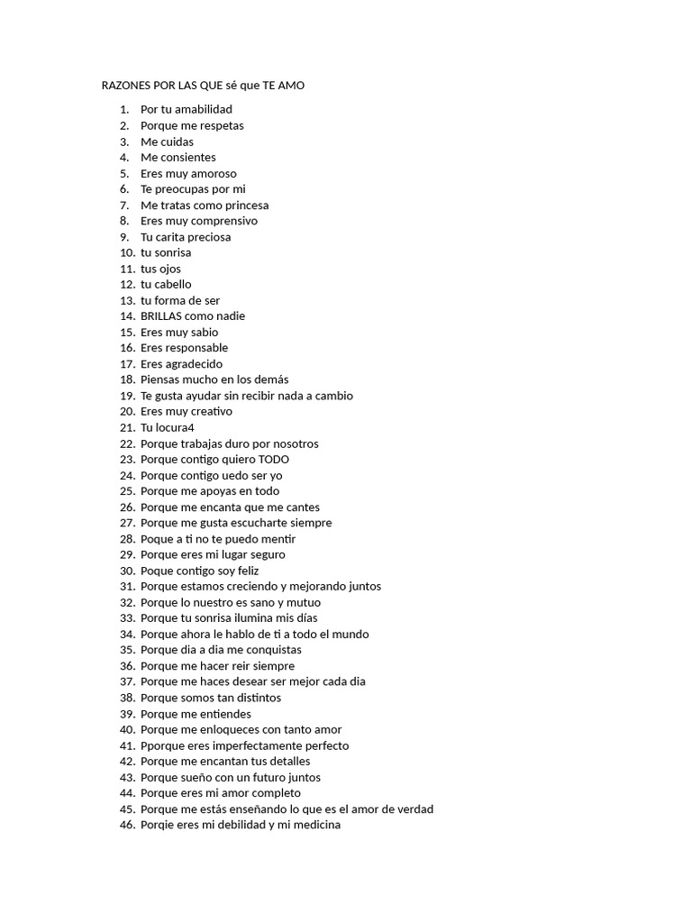 Razones por las que te amo | PDF