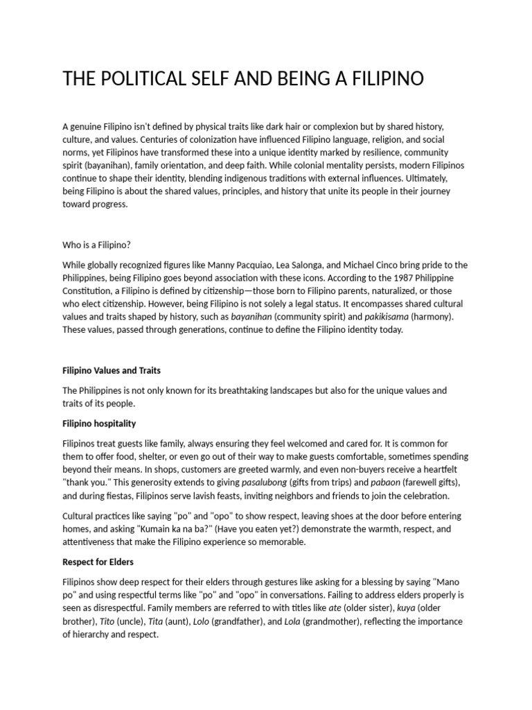 The Political Self and Being A Filipino | PDF | Philippines