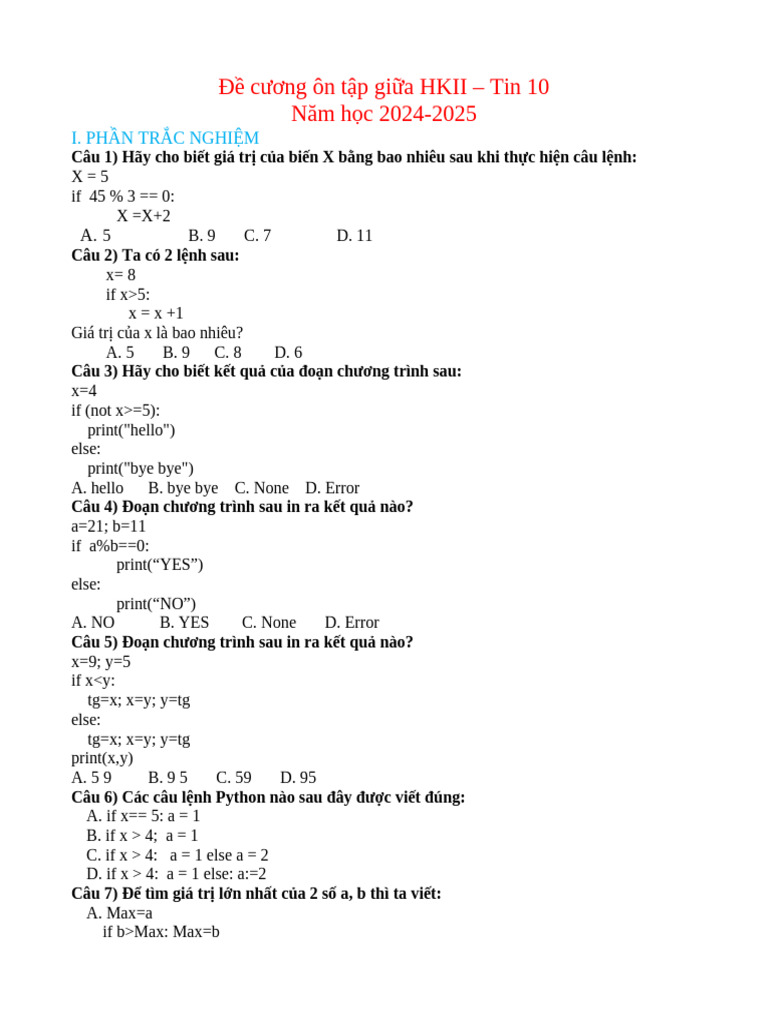 De Cuong Tin 10 GHKII | PDF