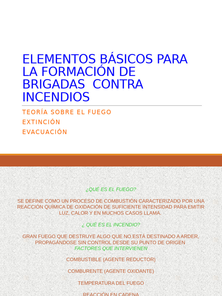 Formación de Brigadas Contra Incendios | PDF | Combustión | Agente oxidante
