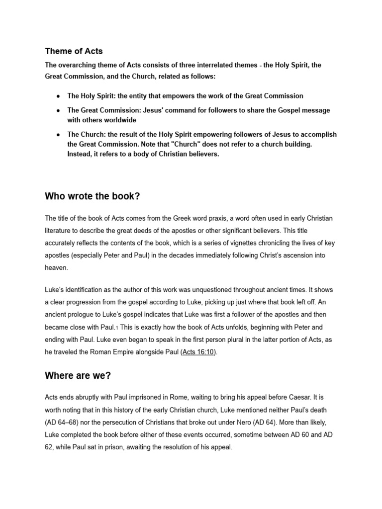 Theme of Acts | PDF | Acts Of The Apostles | Paul The Apostle