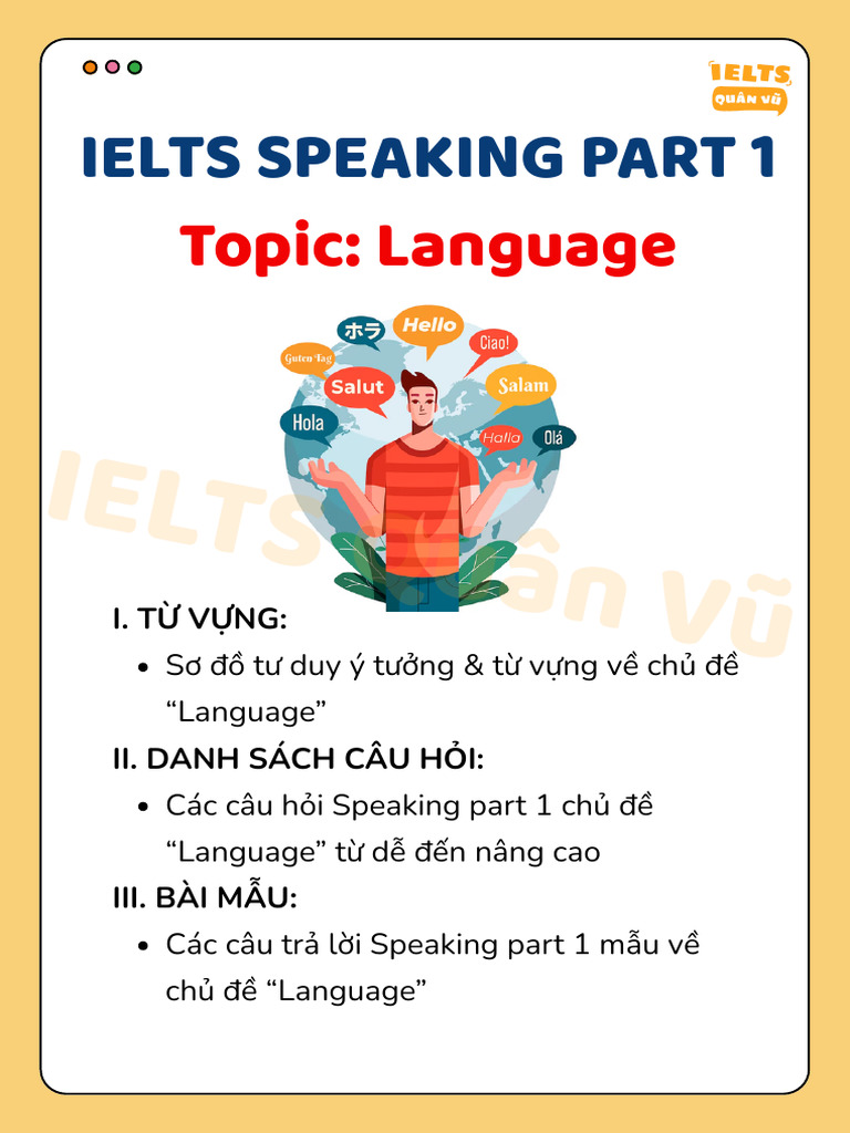 IELTS Speaking: Language Topic Guide | PDF | Multilingualism | First ...