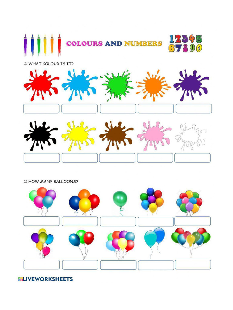 Worksheet - Colours and Numbers | PDF