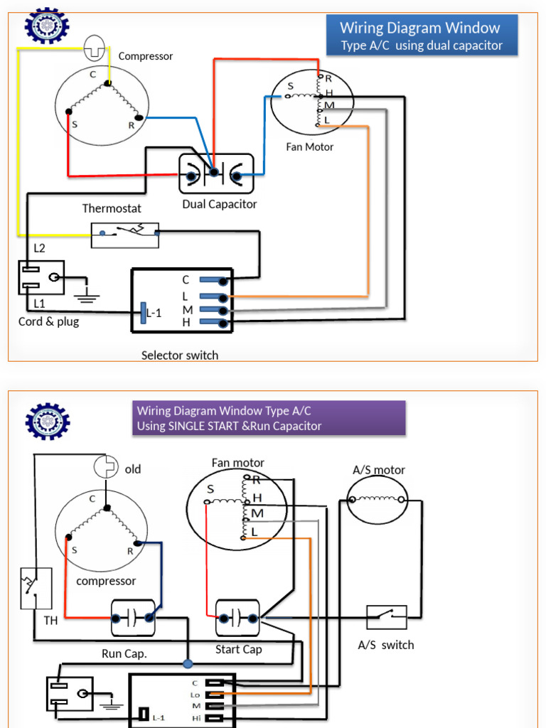 Window Type AC Wiring Diagrams | PDF | Relay | Air Conditioning