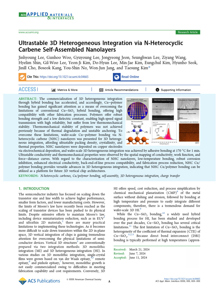 2024 폴리머 Ultrastable 3d Heterogeneous Integration via n Heterocyclic ...