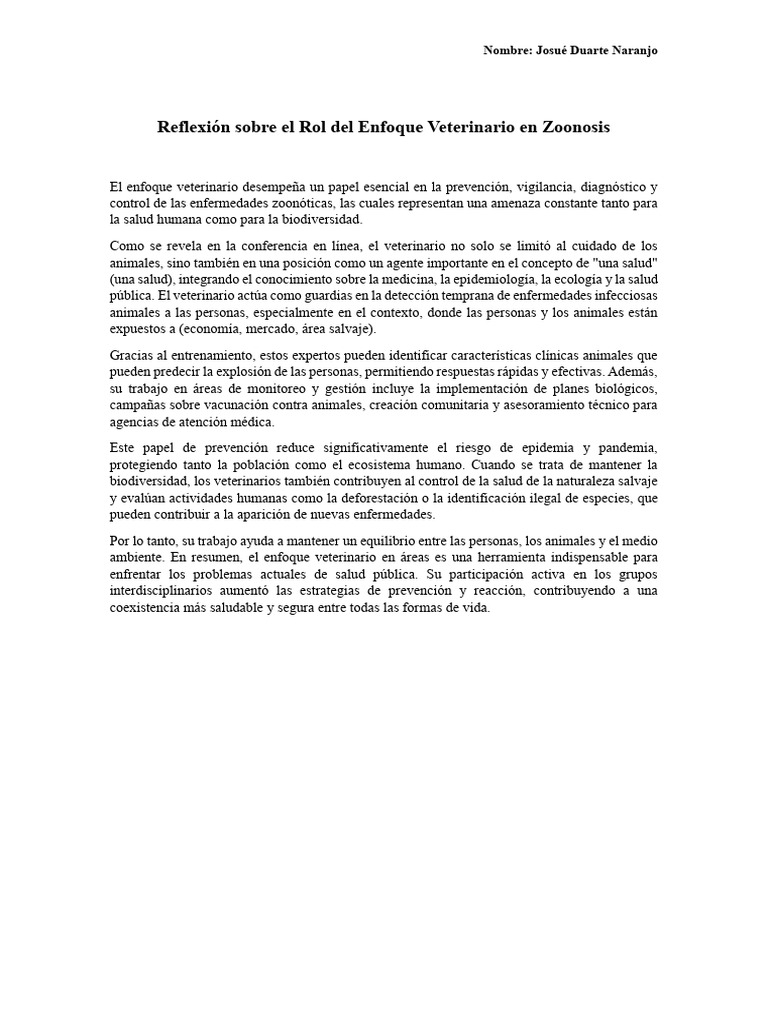Rol del Veterinario en Zoonosis y Salud Pública | PDF