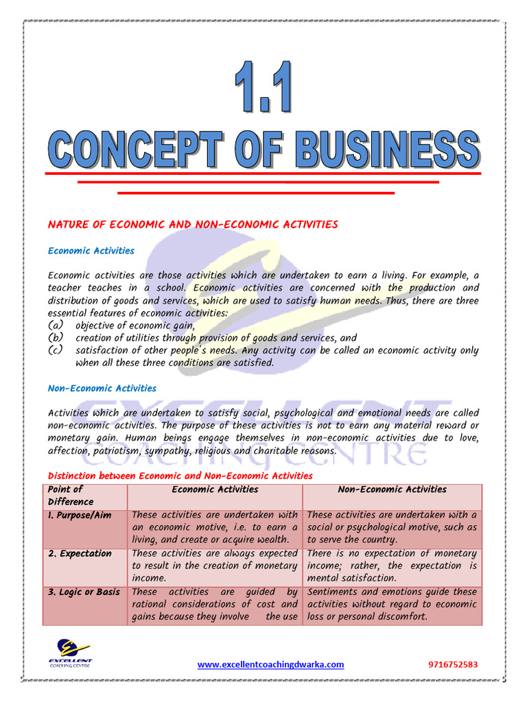 1.1. Concept of Business | PDF | Employment | Economics