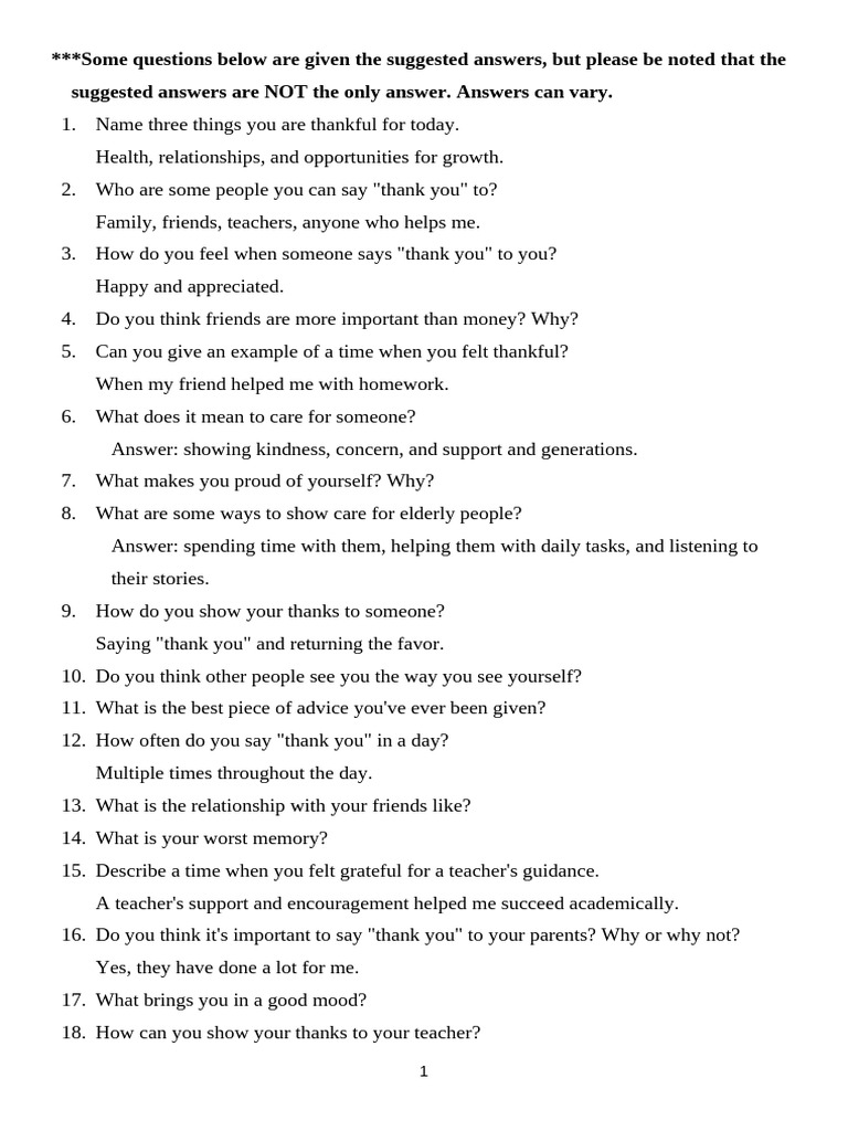 Questions of Gratitude | PDF | Gratitude | Friendship