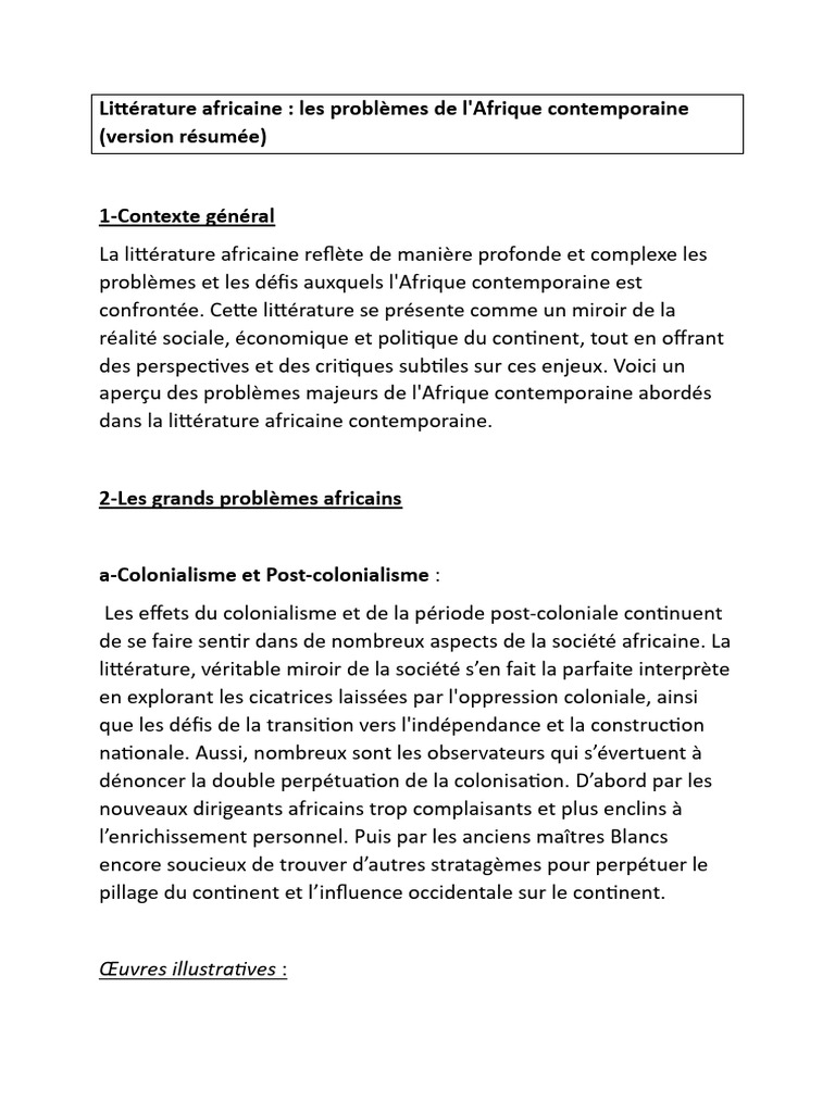 Problèmes de l'Afrique contemporaine | PDF | Afrique | Environnement ...