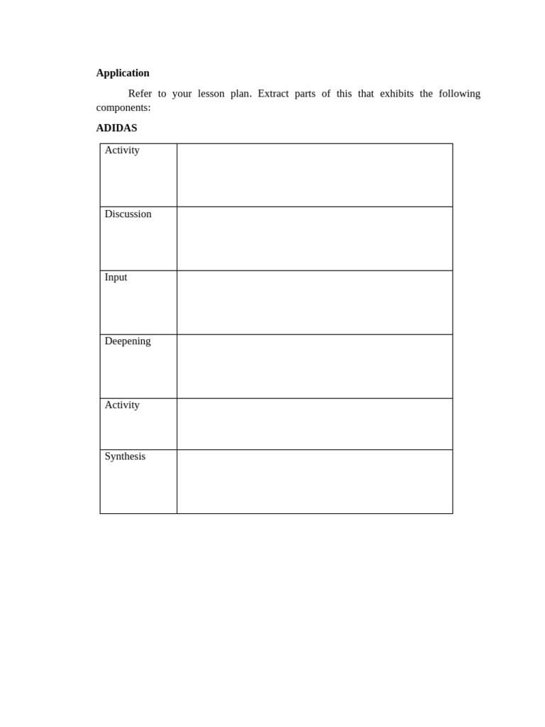 Application Lesson Plan | PDF