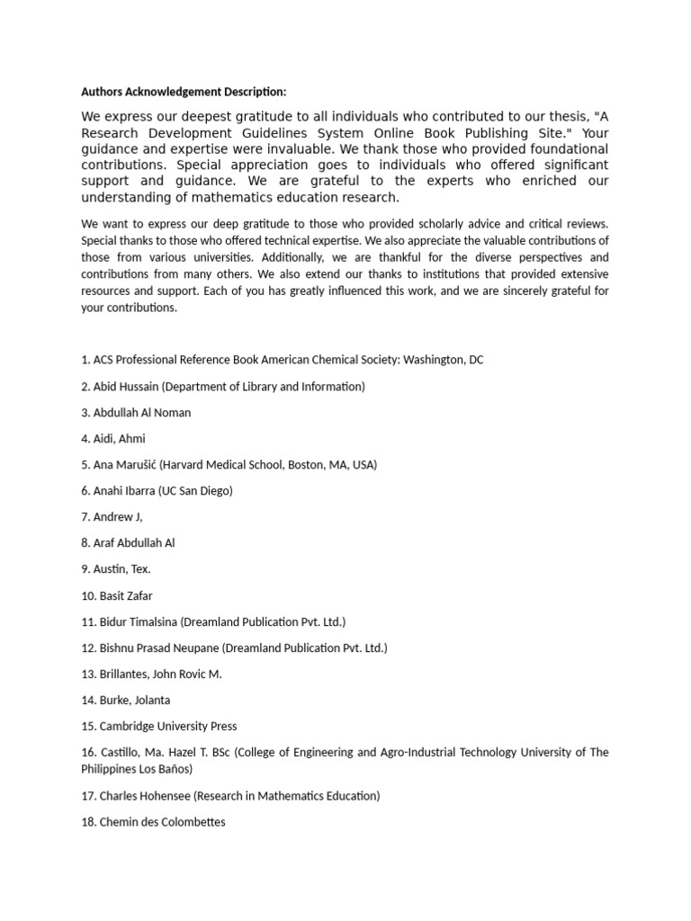 Acknowledgements for Thesis on Online Publishing | PDF | Titles | Science