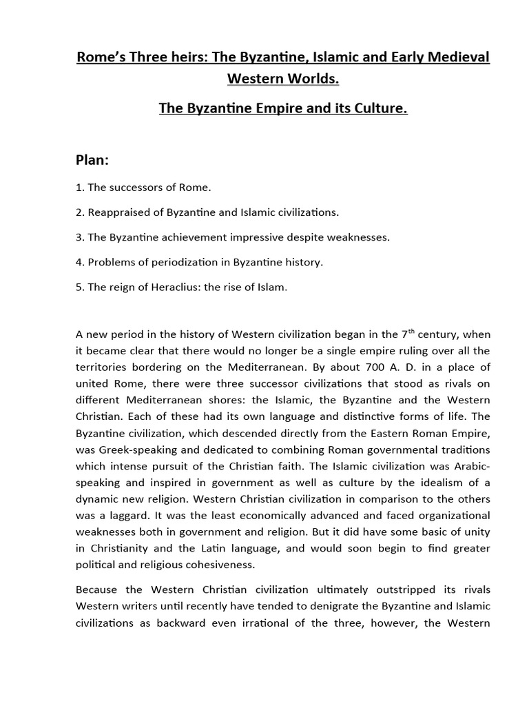 Heirs of Rome: Byzantine, Islamic, West | PDF | Byzantine Empire | Franks