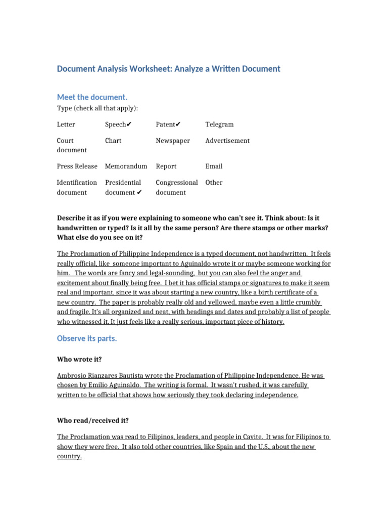 Philippine Independence Proclamation Analysis | PDF | Spanish East ...