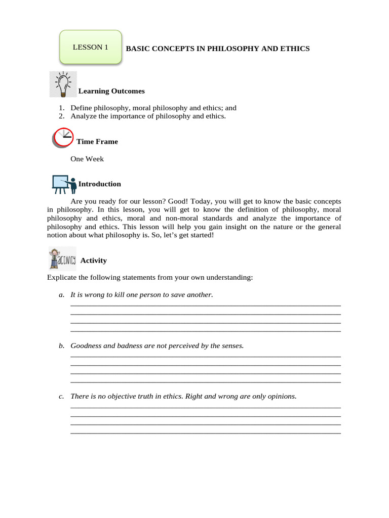 LESSON-1-BASIC-CONCEPTS-IN-PHILOSOPHY-AND-ETHICS 2 | PDF | Reason ...
