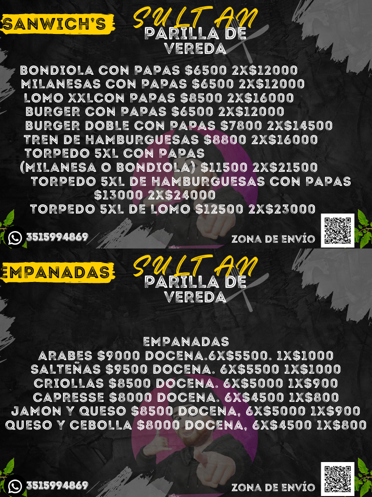 Menú de Pizzería El Sultán | PDF