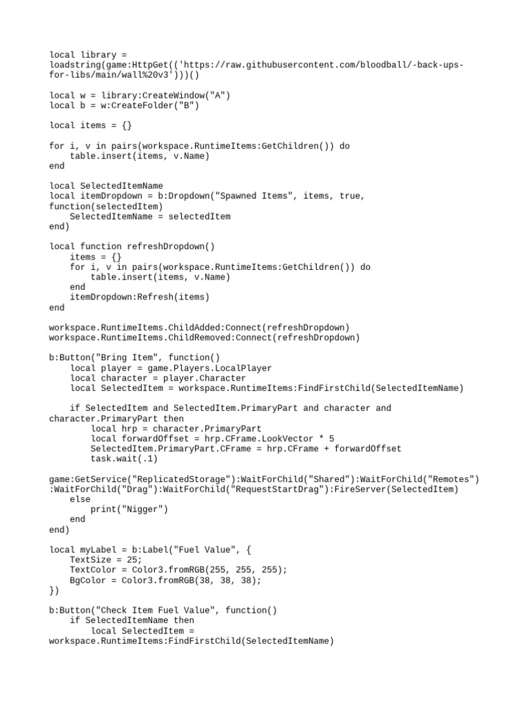 Roblox GUI Item Management Script | PDF