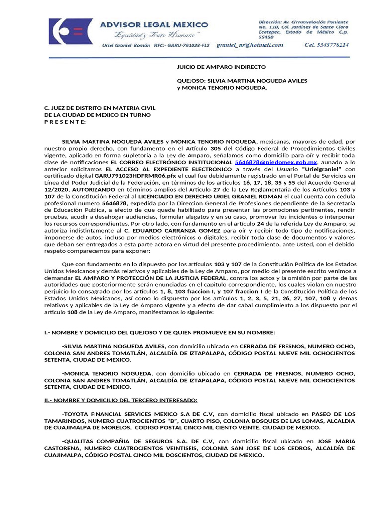 2.- AMPARO | PDF | Caso de ley | Debido al proceso