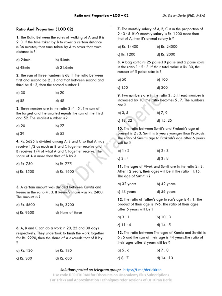 Ratio+and+Proportion+ +LOD+02+by+Dr+Kiran+Derle | PDF | Ratio