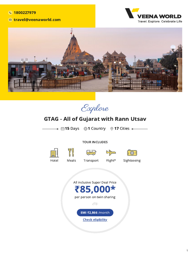 Gujarat Rann Utsav Tour Package 15 Days | PDF | Meal
