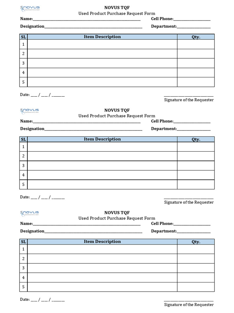 NOVUS TQF Purchase Request Form | PDF