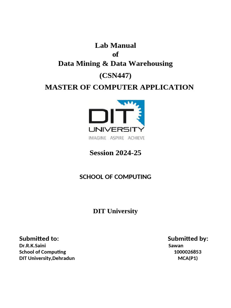 Weka Tool Lab Manual for Data Mining | PDF | Graphical User Interfaces ...