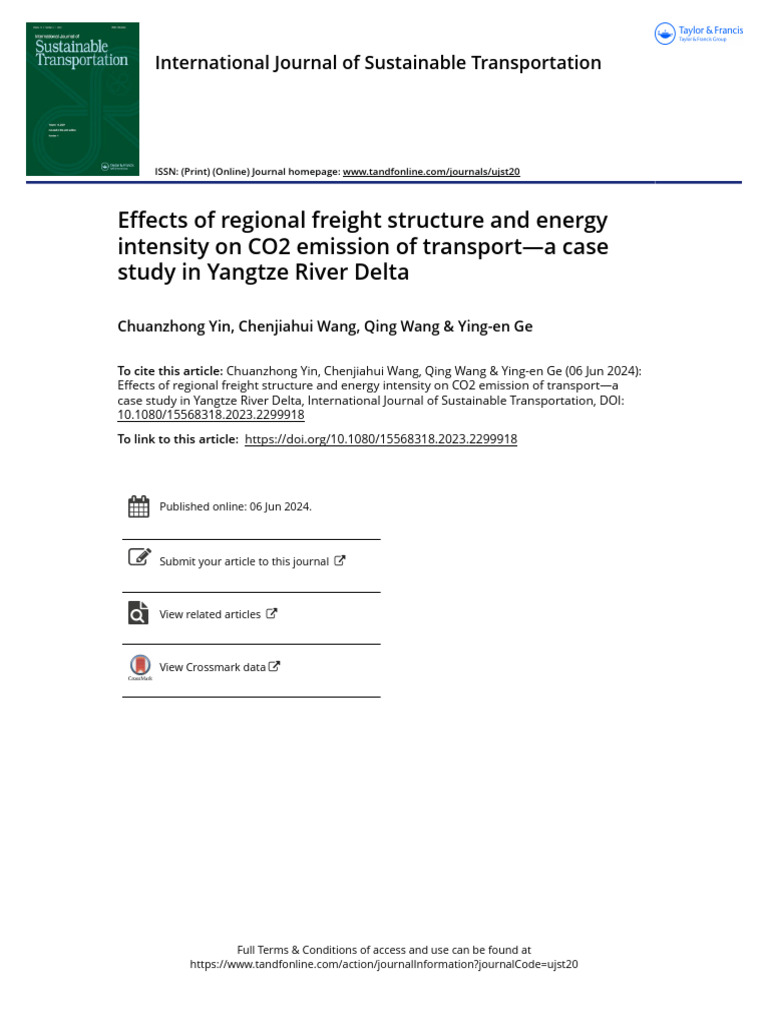 Effects of Regional Freight Structure and Energy Intensity On CO2 ...