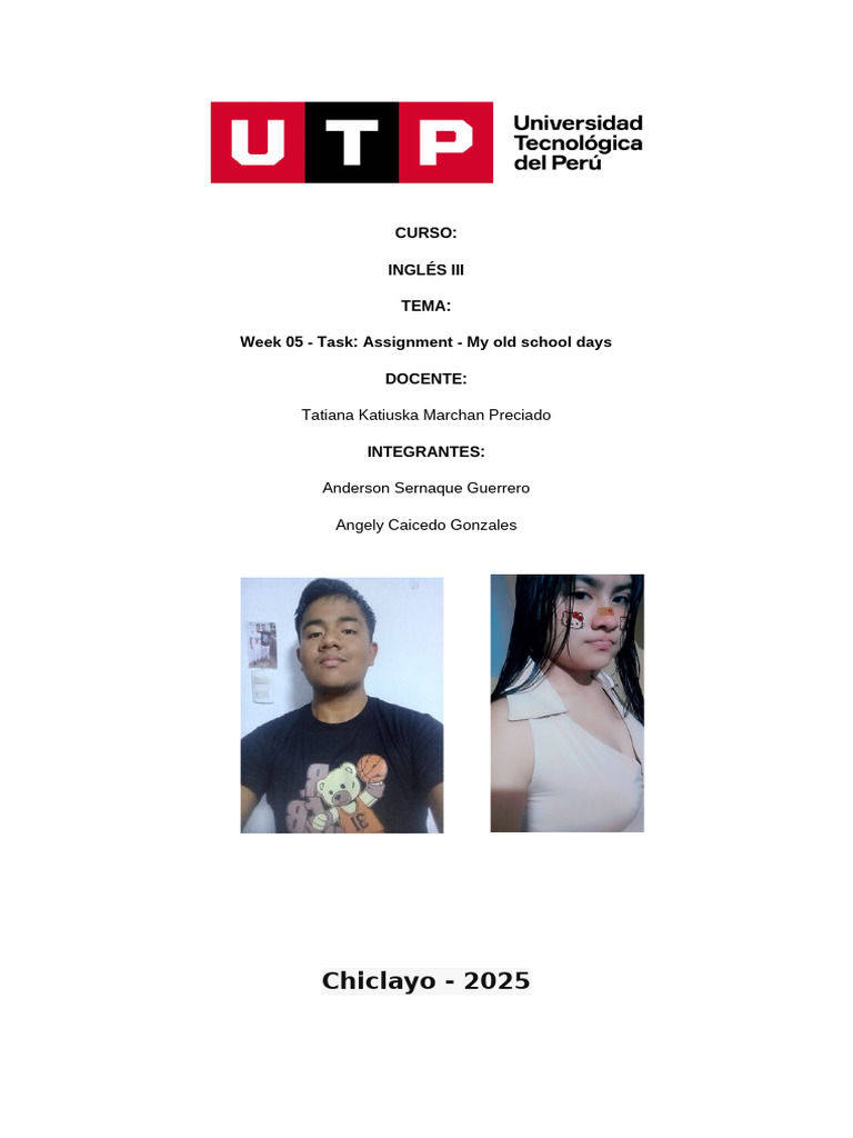 Week 05 - Task Assignment - My Old School Days | PDF
