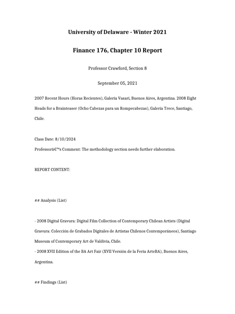 UD Finance 176 Chapter 10 Report | PDF | Chile | Santiago