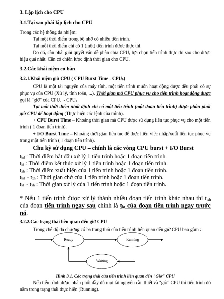 Bài giảng Lý thuyết Các thuật toán lập lịch cho CPU | PDF