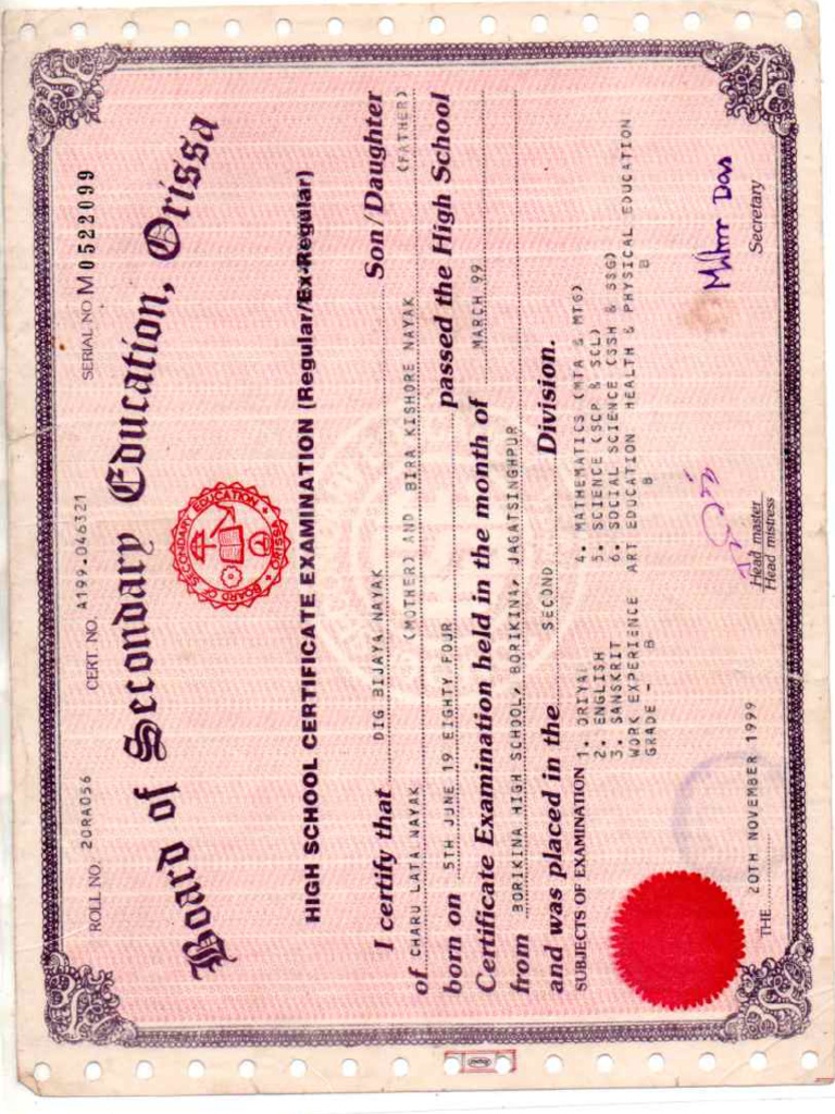 HSC Cert | PDF