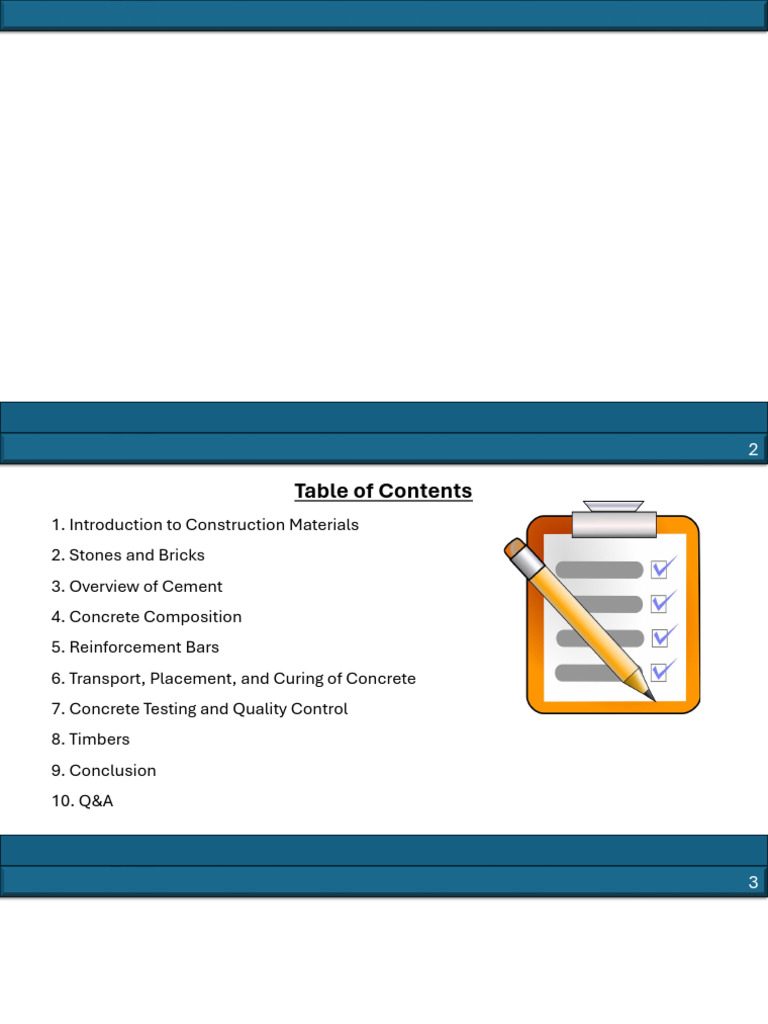 Introduction to Construction Materials week1 | PDF | Concrete | Cement