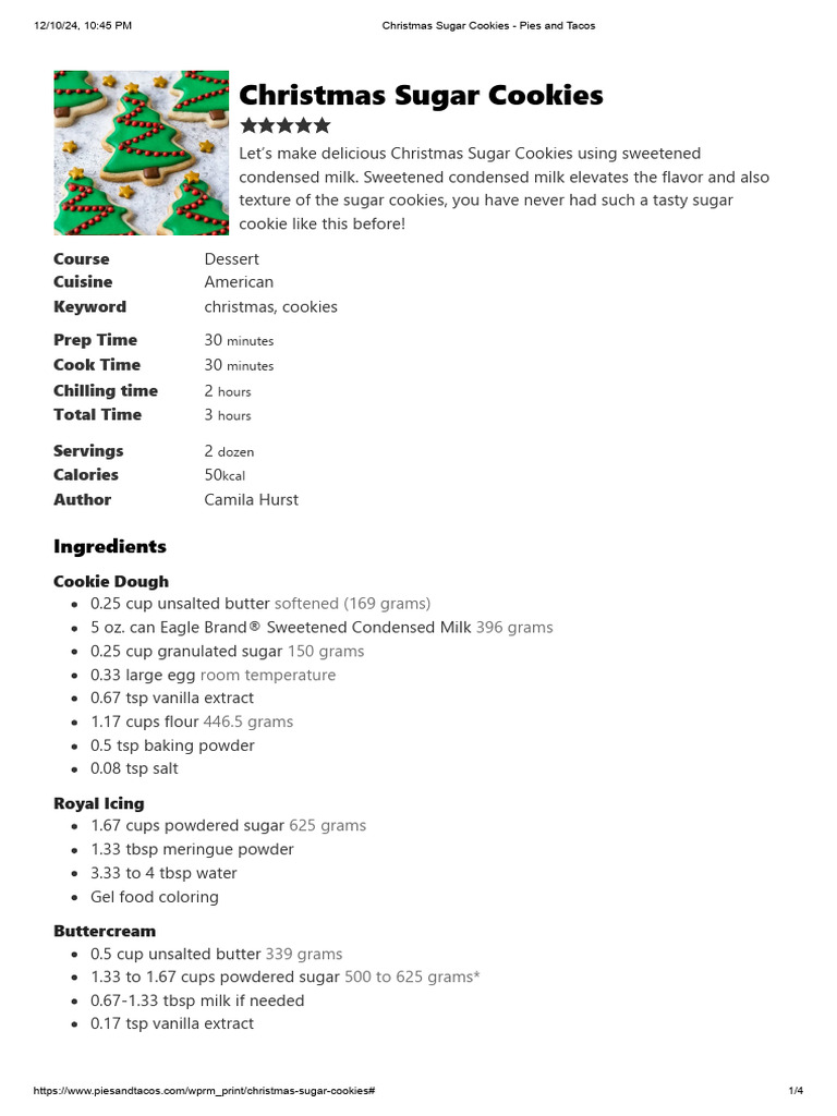 Christmas Sugar Cookies Recipe | PDF | Icing (Food) | Baked Goods