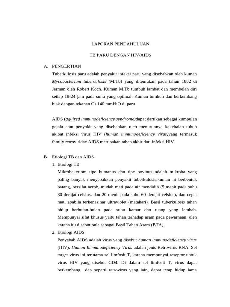 Laporan Pendahuluan TB Dengan Aids | PDF