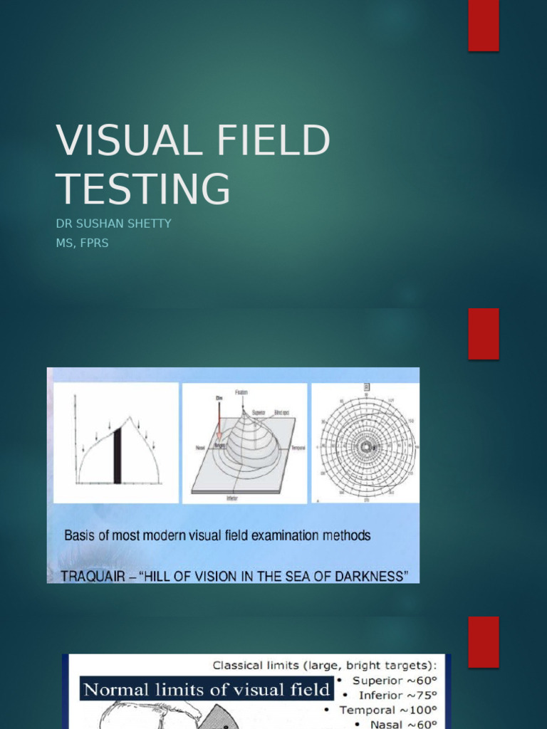 Visual Field Testing: DR Sushan Shetty MS, Fprs | PDF