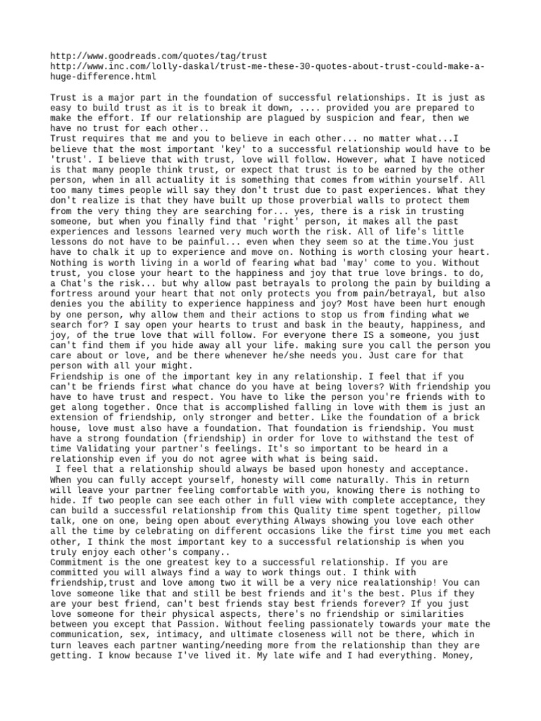 TRUST | PDF | Love | Friendship