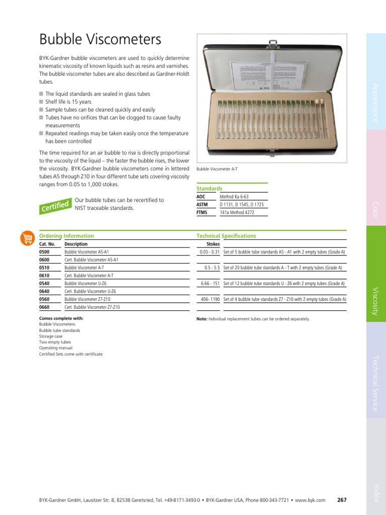 Gardner Bubble Viscometer Overview | PDF | Soft Matter | Fluid Mechanics