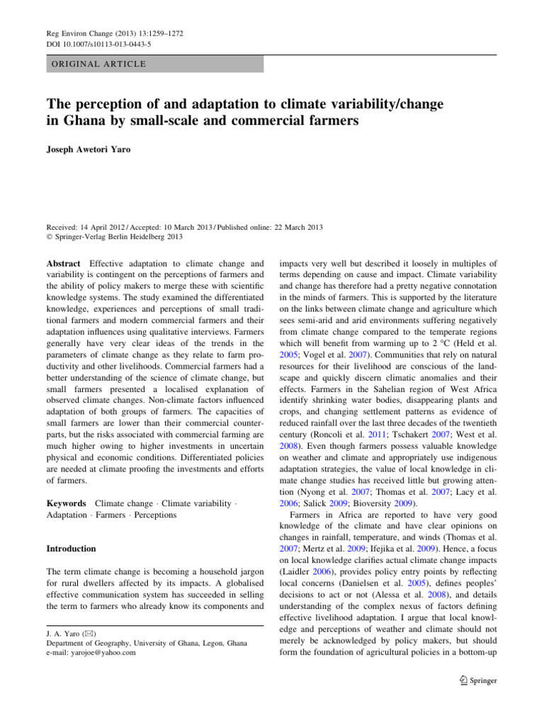 Ghana Farmers' Climate Change Adaptation | PDF | Agriculture | Rain