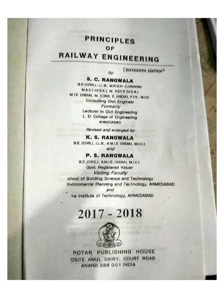 Principles of Railway Engineering - Rangwala | PDF