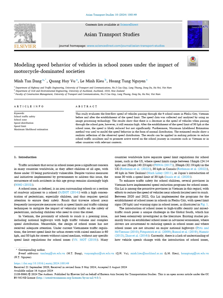 Vehicle Speed in School Zones Study | PDF | Speed Limit | Traffic Collision