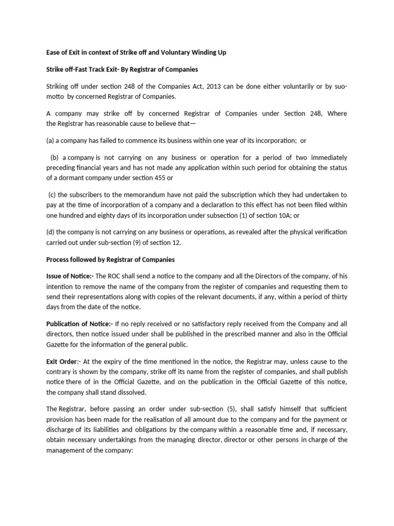 Strike Off V Winding up | PDF | Liquidation | Insolvency