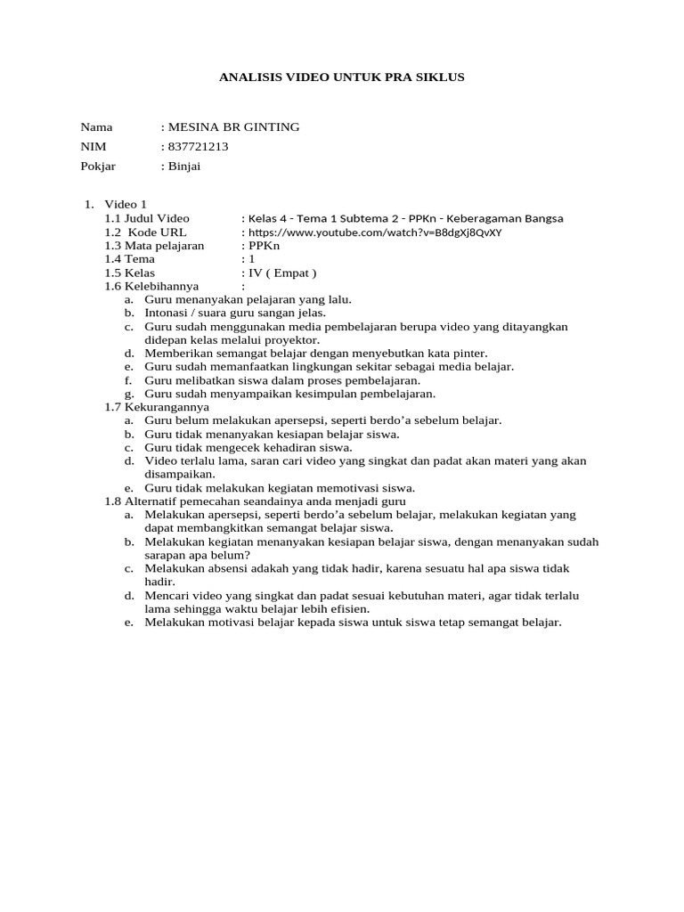 Analisis Video | PDF