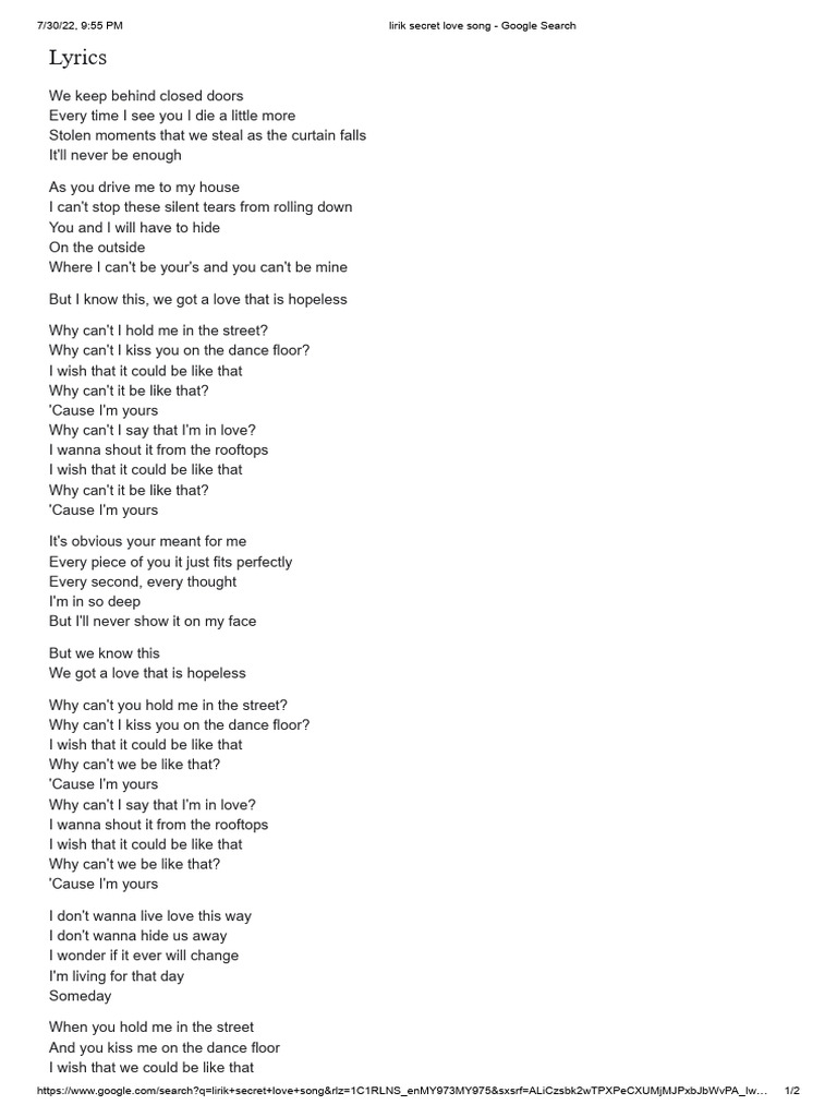 Lirik Secret Love Song | PDF