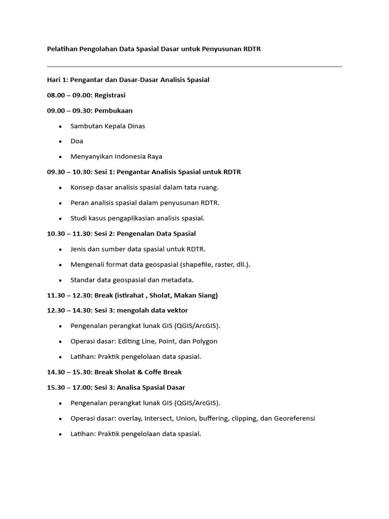 Pelatihan Dasar Analisis Spasial RDTR | PDF